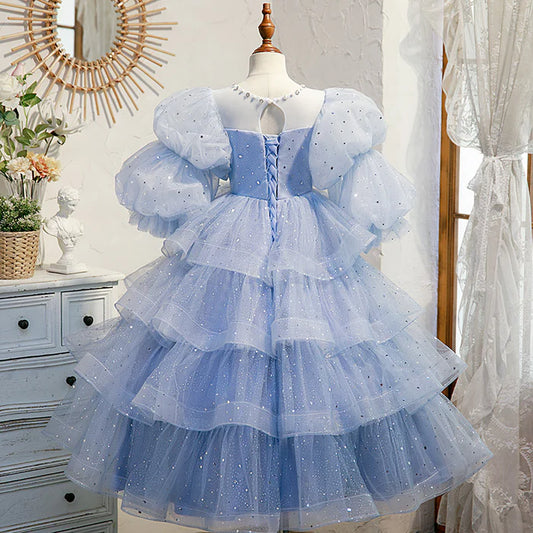 TODDLER GIRL COMMUNION DRESS GRIL LUXURY BIRTHDAY PAGEANT SEQUINS PRINCESS DRESS