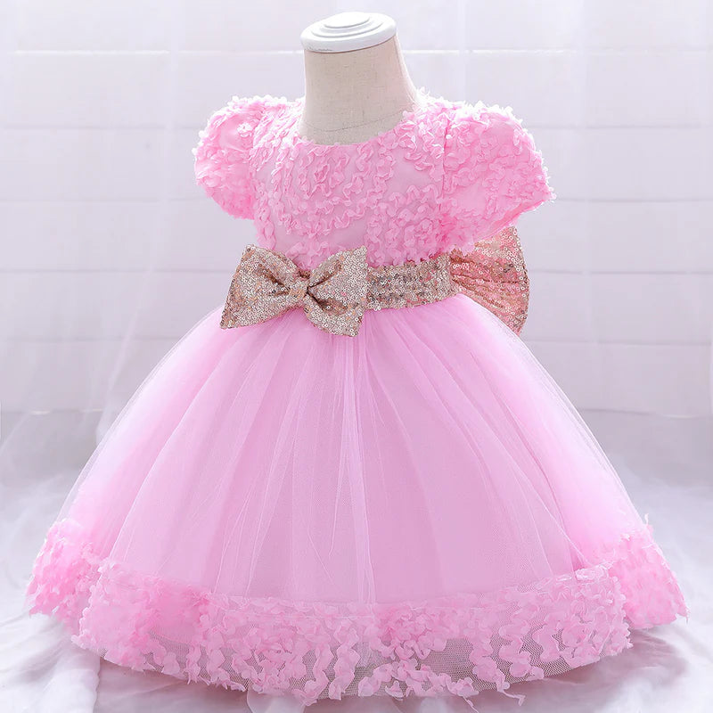 BABY GIRLS BIRTHDAY PARTY DRESSES INFANT CUTE BOW FLUFFY FORMAL PRINCESS DRESS