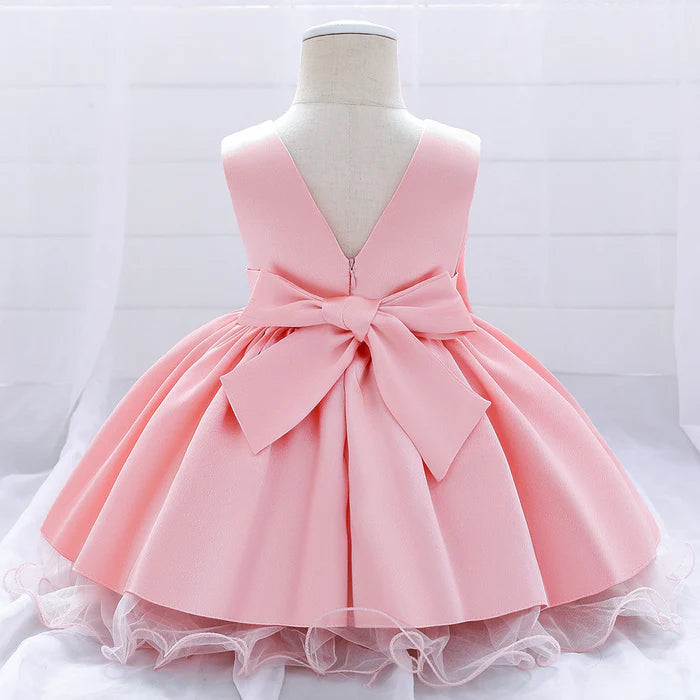 BABY GIRL BOW-KNOT BIRTHDAY PARTY DRESS TODDLER CHRISTMAS DRESS LITTLE GIRL BAPTISM DRESS  (1)