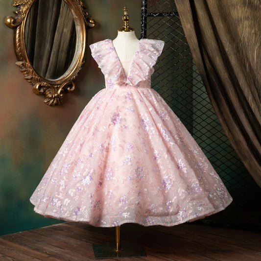 FIRST COMMUNION DRESS BABY GIRL CUTE EMBROIDERED PAGEANT PRINCESS DRESSES GIRL FORMAL DRESSES