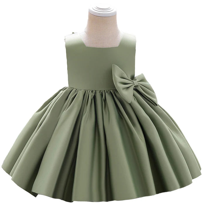 BABY GIRL BIRTHDAY PARTY DRESS TODDLER SUMMER ROUND NECK BOW TEXTURED PUFFY FORMAL PRINCESS DRESS