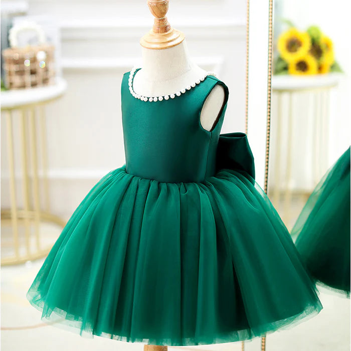 BABY GIRL PRINCESS DRESS TODDLER SUMMER ROUND NECK BEADED BIRTHDAY PARTY DRESS GIRL FORMAL DRESSES