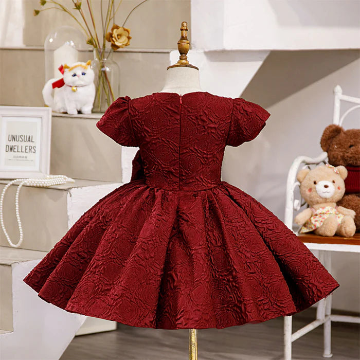 GIRL CHRISTMAS DRESS TODDLER PROM DRESS BABY GIRL SUMMER RED BIG FLOWER FLUFFY FORMAL PRINCESS DRESS