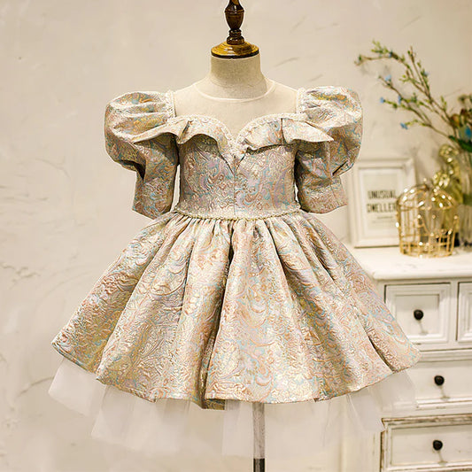 BABY GIRL FORMAL PRINCESS DRESS EASTER DRESS TODDLER VINTAGE SUMMER PUFF SLEEVE PROM DRESS