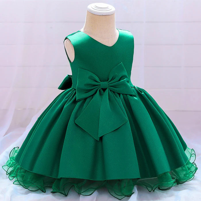 BABY GIRL BOW-KNOT BIRTHDAY PARTY DRESS TODDLER CHRISTMAS DRESS LITTLE GIRL BAPTISM DRESS  (1)