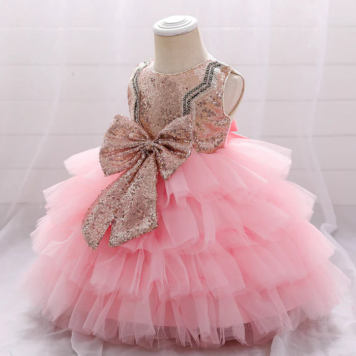 BABY GIRL BIRTHDAY PARTY DRESS TODDLER CUTE BOW PUFFY PAGEANT PRINCESS DRESS