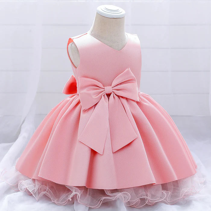 BABY GIRL BOW-KNOT BIRTHDAY PARTY DRESS TODDLER CHRISTMAS DRESS LITTLE GIRL BAPTISM DRESS  (1)