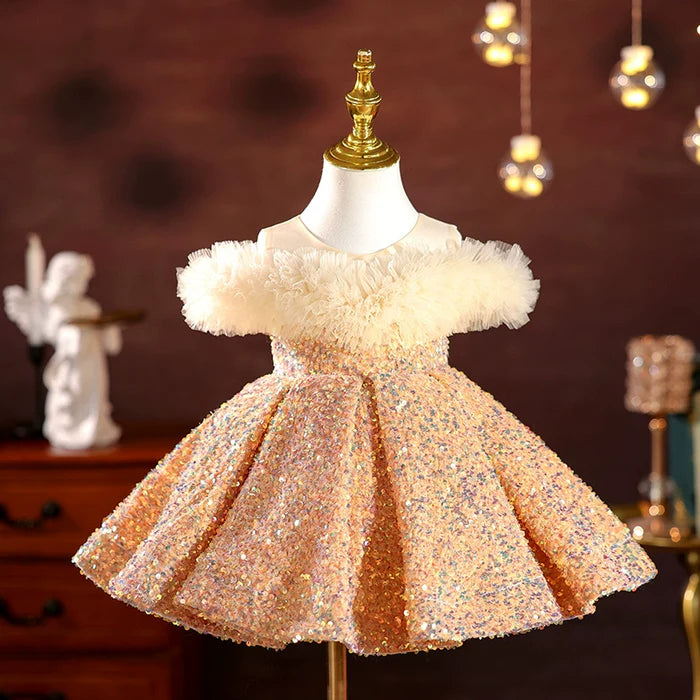 ELEGANT BABY GIRL SEQUIN CHRISTMAS DRESS TODDLER BIRTHDAY PRINCESS DRESS