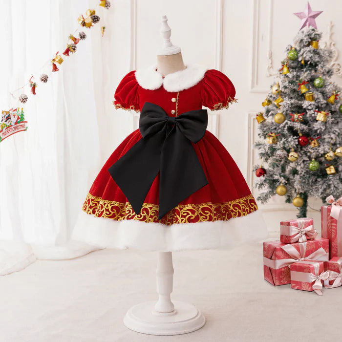 BOW CHRISTMAS DRESS BABY GIRL CHRISTMAS DRESS WINTER CHRISTMAS DRESS