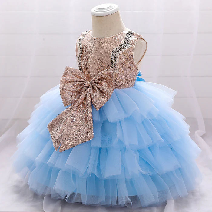 BABY GIRL BIRTHDAY PARTY DRESS TODDLER CUTE BOW PUFFY PAGEANT PRINCESS DRESS