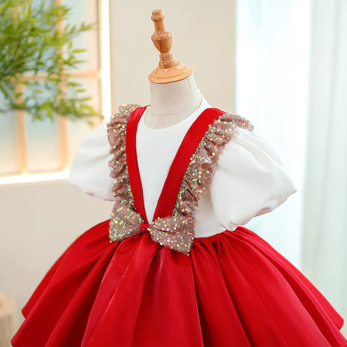 GIRL CHRISTMAS DRESS BABY GIRL BIRTHDAY FORMAL DRESSES GIRL BOW SEQUINS PAGEANT PRINCESS DRESSES