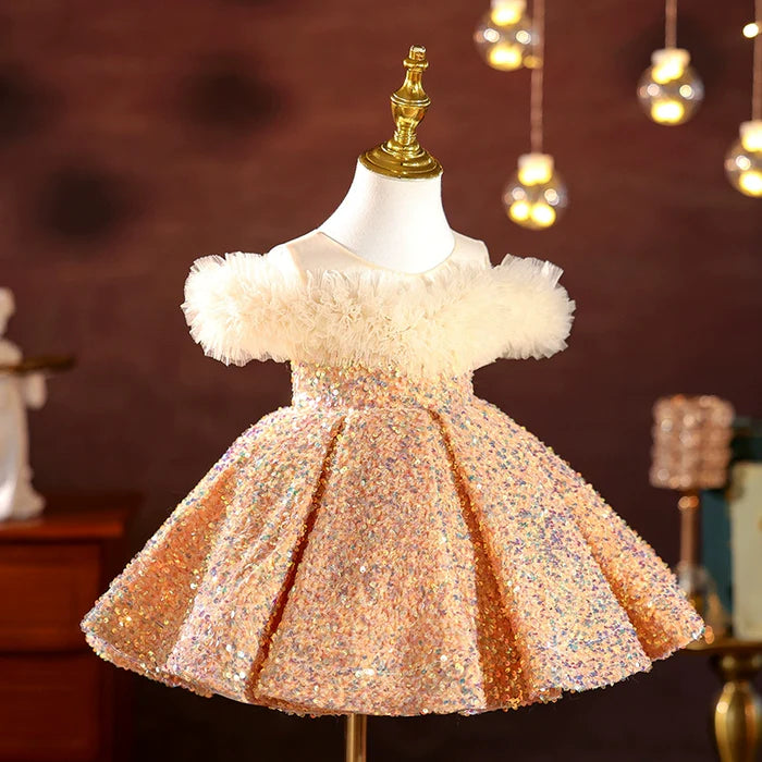 ELEGANT BABY GIRL SEQUIN CHRISTMAS DRESS TODDLER BIRTHDAY PRINCESS DRESS