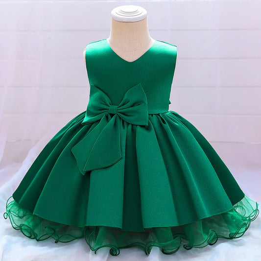 BABY GIRL BOW-KNOT BIRTHDAY PARTY DRESS TODDLER CHRISTMAS DRESS LITTLE GIRL BAPTISM DRESS  (1)