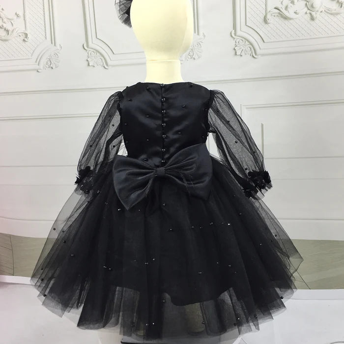 BABY GIRL PRINCESS DRESS TODDLER BEAD BOW PUFFY BIRTHDAY PARTY DRESS GIRL FORMAL DRESSES