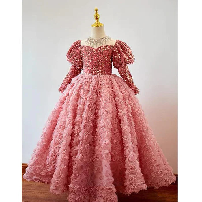 CHILDREN'S PINK PRINCESS DRESS GIRLS BIRTHDAY PARTY DRESS