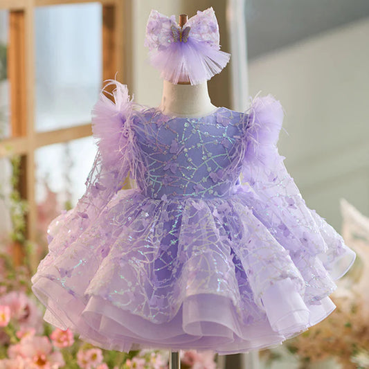 ELEGANT BABY GIRL PUFFY FESTIVAL DRESS TODDLER BIRTHDAY PARTY PRINCESS DRESS