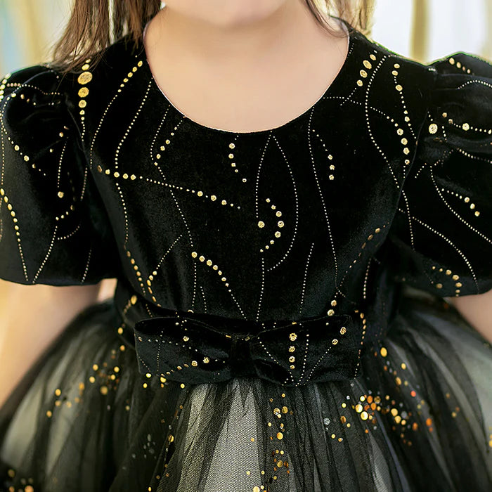 BABY GIRLS LOLITA BLACK SEQUINS PRINCESS PUFFY DRESS