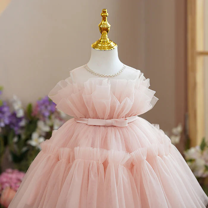 GIRL CHRISTMAS DRESS FLOWER GIRL DRESSES BABY GIRL EASTER DRESS TODDLER BEADED CREW NECK FLUFFY CAKE BIRTHDAY PARTY DRESS