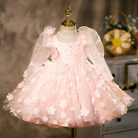 GIRL CHRISTMAS DRESS FIRST COMMUNION DRESS GIRLS LONG SLEEVE FLOWER GIRL DRESS BABY GIRL FORMAL PRINCESS DRESSES