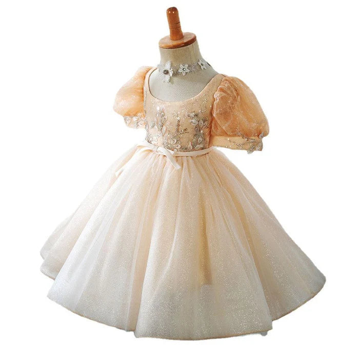 GIRL FORMAL DRESSES BABY GIRL BALL GOWNS PRINCESS DRESS FLORAL SEQUIN FLUFFY BIRTHDAY PARTY DRESS