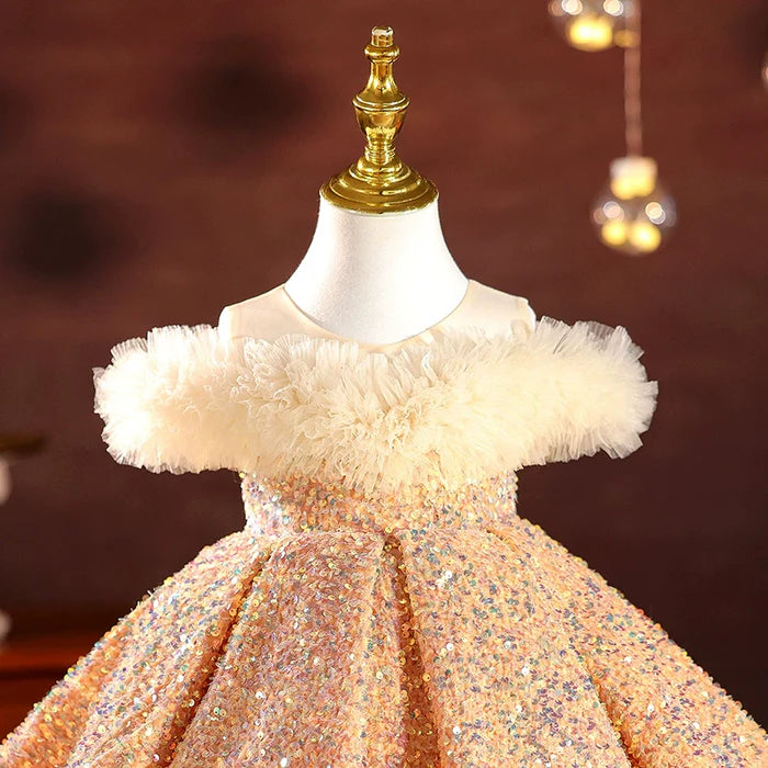 ELEGANT BABY GIRL SEQUIN CHRISTMAS DRESS TODDLER BIRTHDAY PRINCESS DRESS