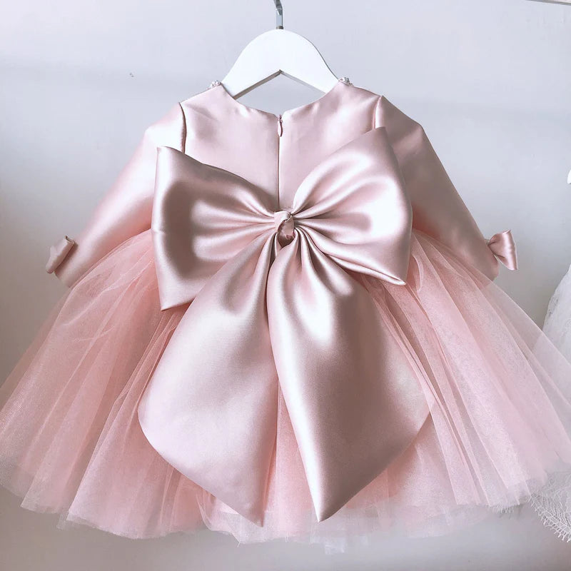 BABY GIRL AND TODDLER LACE BOW CAKE PRINCESS DRESS BIRTHDAY PARTY DRESS