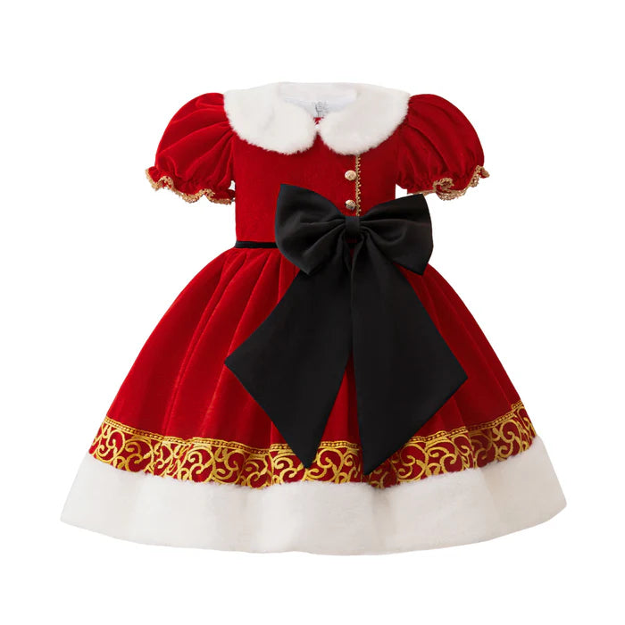 BOW CHRISTMAS DRESS BABY GIRL CHRISTMAS DRESS WINTER CHRISTMAS DRESS