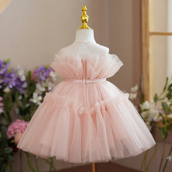 GIRL CHRISTMAS DRESS FLOWER GIRL DRESSES BABY GIRL EASTER DRESS TODDLER BEADED CREW NECK FLUFFY CAKE BIRTHDAY PARTY DRESS