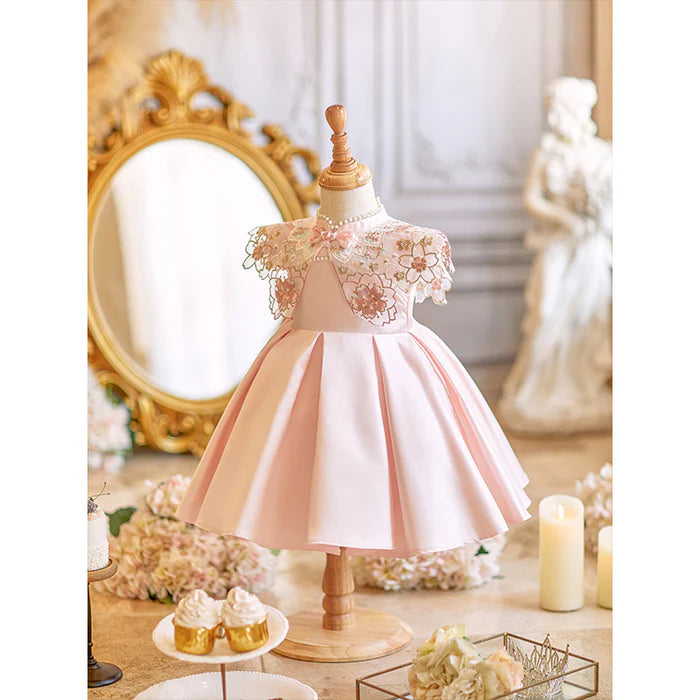 PINK SATIN DRESS BABY GIRL PRINCESS DRESS