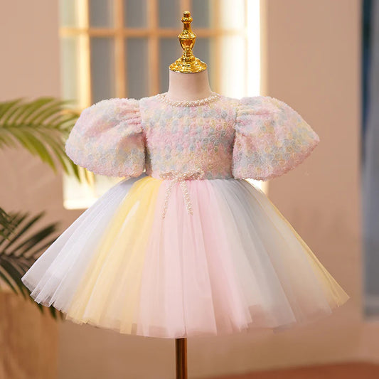 GIRL CHRISTMAS DRESS BABY GIRL BIRTHDAY PARTY DRESS TODDLER SUMMER RAINBOW PINK CAKE PRINCESS DRESS GIRLS PAGEANT DRESSES