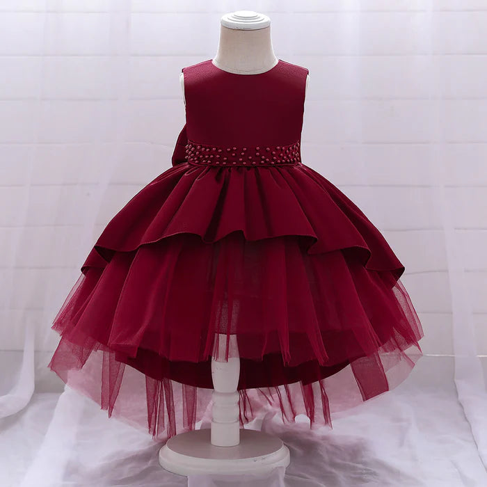 BABY GIRL PRINCESS DRESS ELEGANT BOW KNOT TRAILING GIRL DRESS BIRTHDAY PARTY DRESS