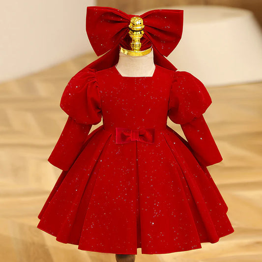 GIRL CHRISTMAS DRESS BABY GIRL RED BUTTERFLY LONG SLEEVE PRINCESS DRESS TODDLER CHRISTMAS DRESS GIRL FORMAL DRESSES