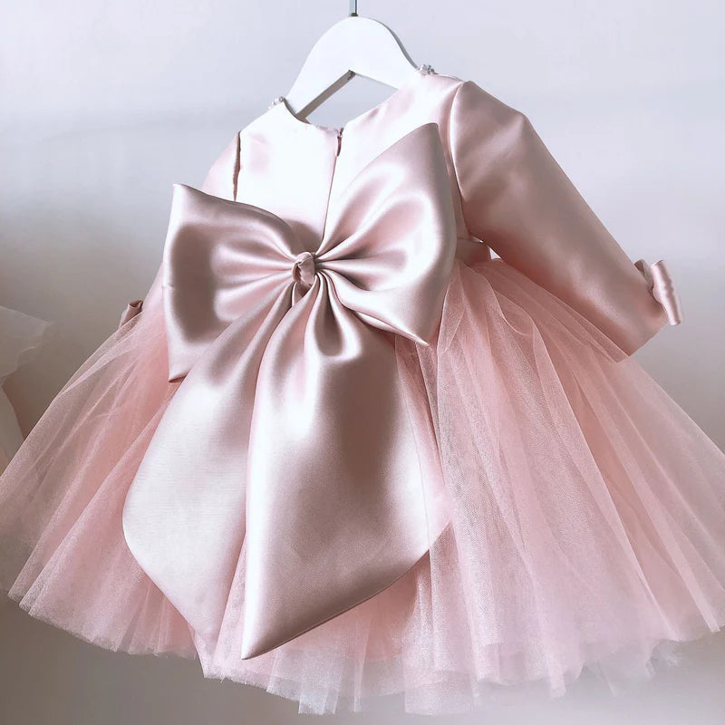 BABY GIRL AND TODDLER LACE BOW CAKE PRINCESS DRESS BIRTHDAY PARTY DRESS