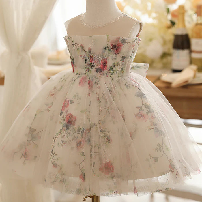 TODDLER GIRL PAGEANT DRESSES SLEEVELESS BOW FLOWER GIRL PUFFY PRINCESS DRESS