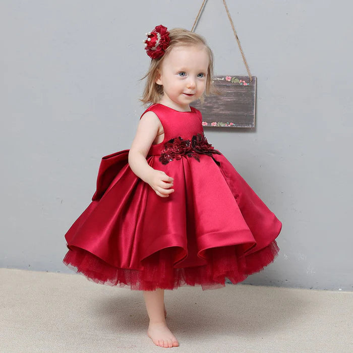 BABY GIRL BIRTHDAY PARTY DRESS LACE COZY EMBROIDERY BOW-KNOT PRINCESS DRESS