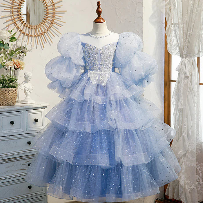 TODDLER GIRL COMMUNION DRESS GRIL LUXURY BIRTHDAY PAGEANT SEQUINS PRINCESS DRESS