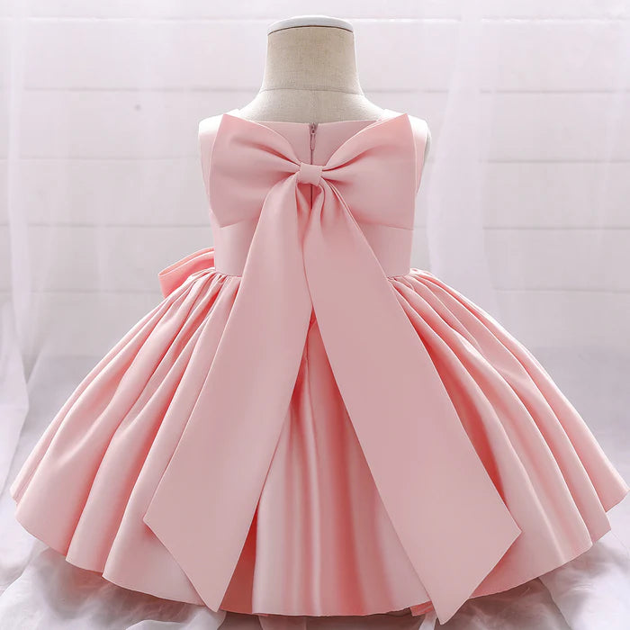 BABY GIRL BIRTHDAY PARTY DRESS TODDLER SUMMER ROUND NECK BOW TEXTURED PUFFY FORMAL PRINCESS DRESS