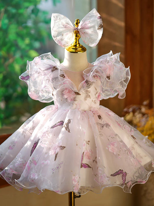 BABY GIRL AND TODDLER BUTTERFLY FLOWER BIRTHDAY PARTY PRINCESS DRESS