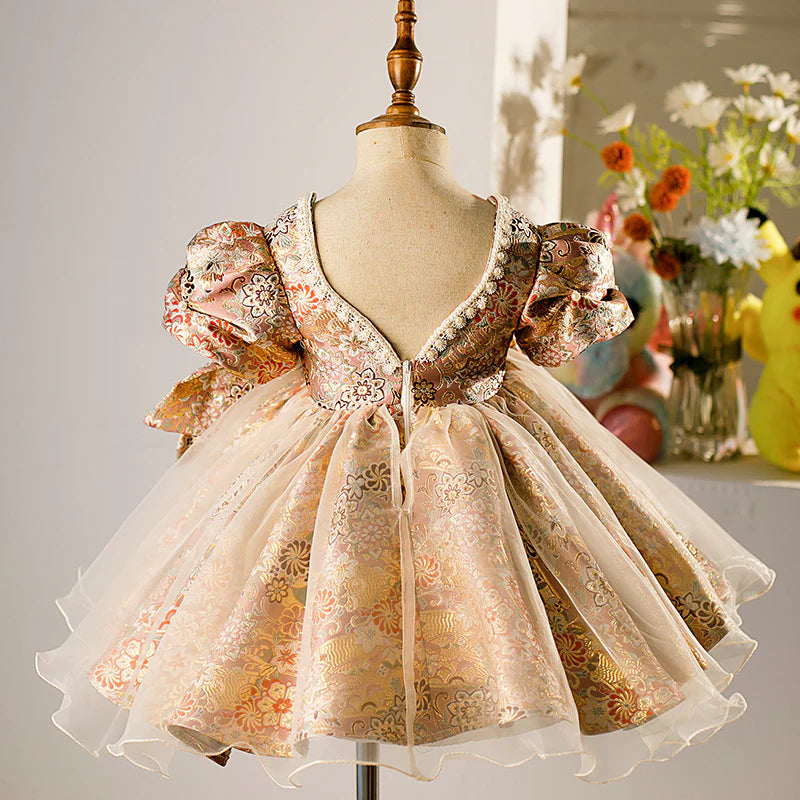 GIRL PAGEANT DRESSES BABY GIRL VINTAGE LOLITA BOW PUFFY FORMAL PRINCESS DRESS