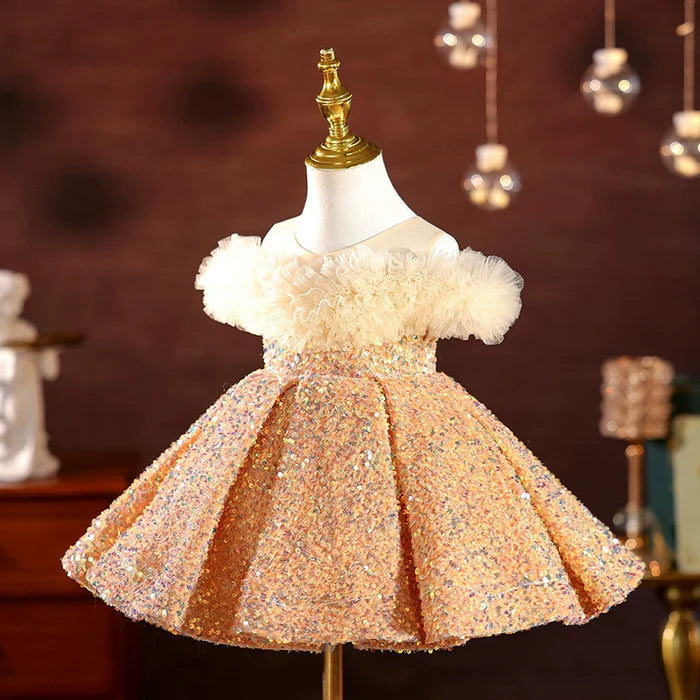 ELEGANT BABY GIRL SEQUIN CHRISTMAS DRESS TODDLER BIRTHDAY PRINCESS DRESS