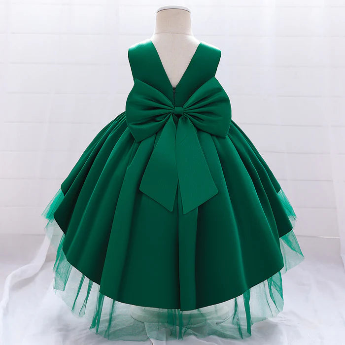 BABY GIRL PRINCESS DRESS ELEGANT BOW KNOT TRAILING GIRL DRESS BIRTHDAY PARTY DRESS