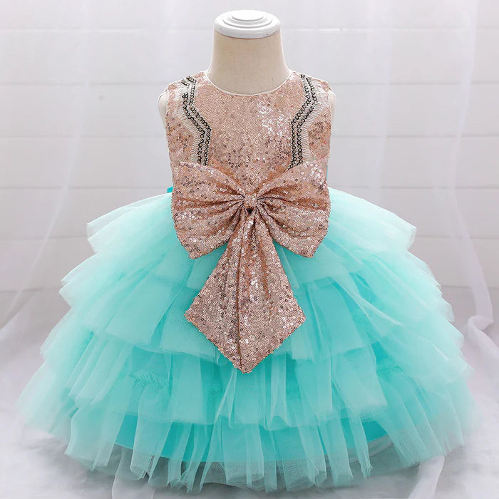 BABY GIRL BIRTHDAY PARTY DRESS TODDLER CUTE BOW PUFFY PAGEANT PRINCESS DRESS