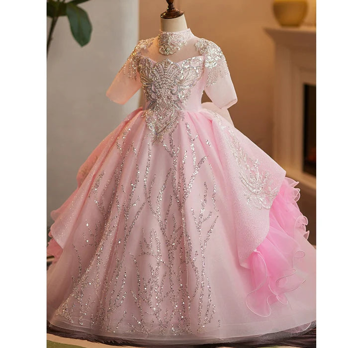 FLOWER GIRL DRESS BEAUTY PAGEANT DRESS TODDLER SEQUINS BIRTHDAY PRINCESS DRESS