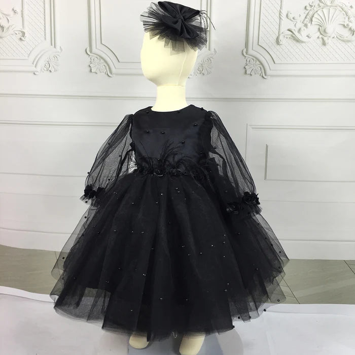 BABY GIRL PRINCESS DRESS TODDLER BEAD BOW PUFFY BIRTHDAY PARTY DRESS GIRL FORMAL DRESSES