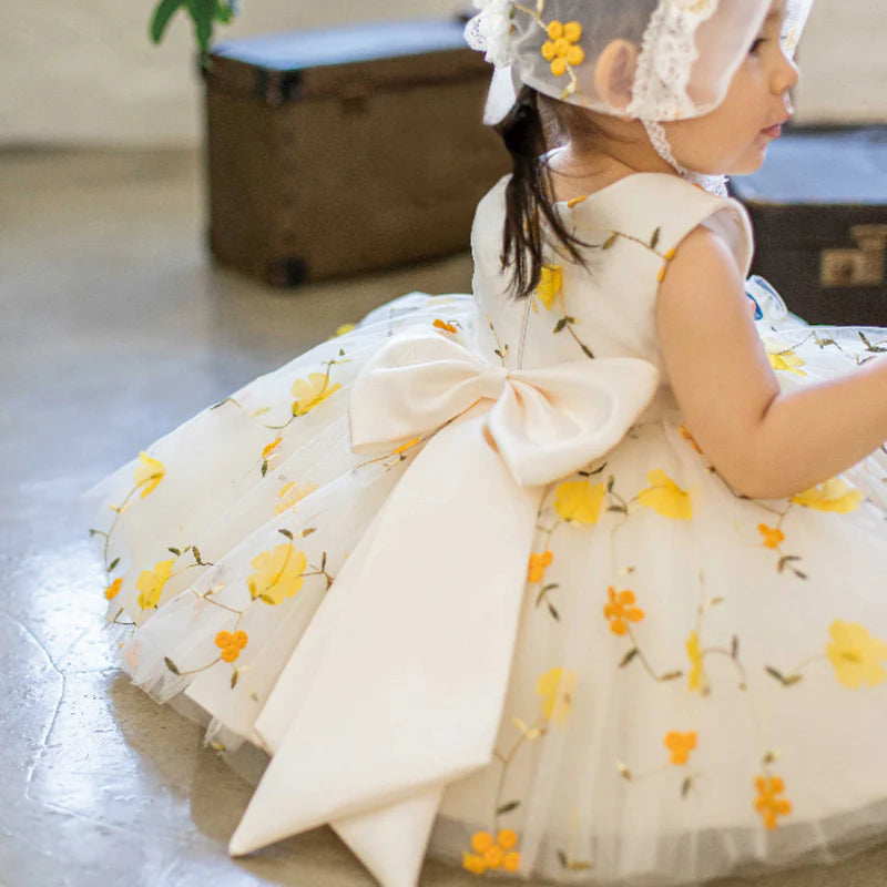 BABY GIRL AND TODDLER FLORAL PUFFY FLOWER GIRL DRESS BIRTHDAY PARTY DRESS