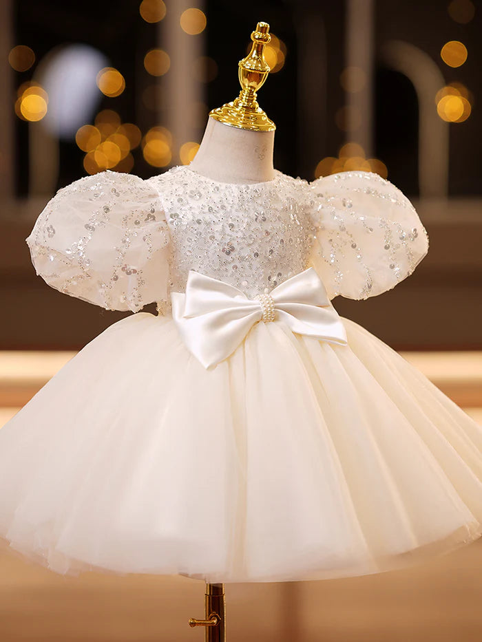 BABY GIRL BIRTHDAY PARTY DRESSES GIRL CUTE BOW KNOT SEQUIN FORMAL PRINCESS DRESSES