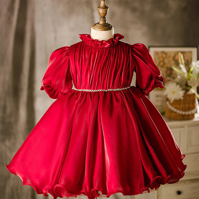 GIRL CHRISTMAS DRESS BABY GIRL AND TODDLER RED PUFFY PRINCESS BIRTHDAY PARTY DRESS