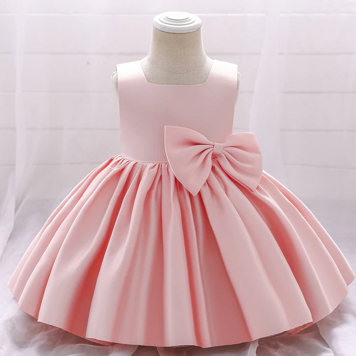 BABY GIRL BIRTHDAY PARTY DRESS TODDLER SUMMER ROUND NECK BOW TEXTURED PUFFY FORMAL PRINCESS DRESS