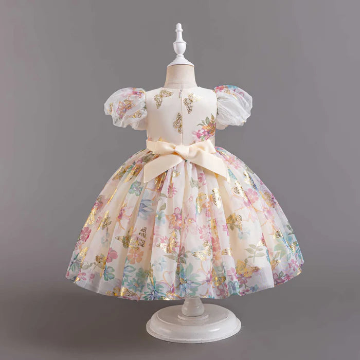 ORGANZA PRINTED DRESS FLOWER GIRL DRESS PRINCESS DRESS