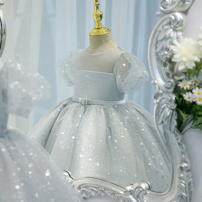 BABY GIRL SUMMER STARS SEQUINS FLUFFY CAKE PRINCESS DRESS